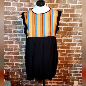 Ruffle Sleeve Tunic Black Dress szL